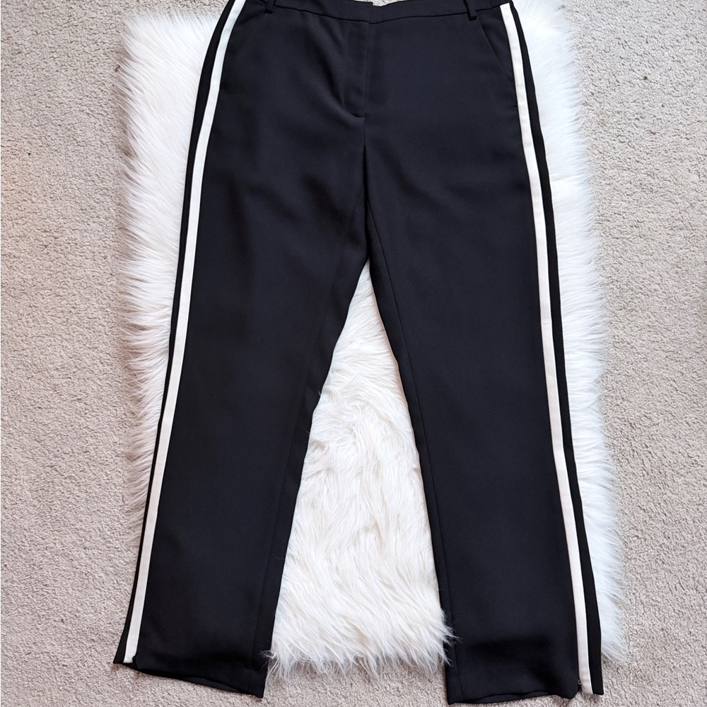 AllSaints Black Pants with White Stripes